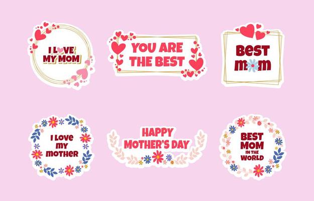 Happy Mothers Day Sticker Template Set