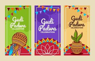 Gudi Padwa Banner Set vector
