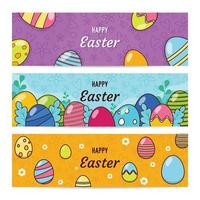 conjunto de banner de huevo de pascua feliz vector