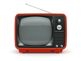 Tv retro rojo aislado sobre un fondo blanco.