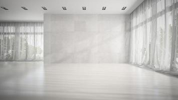 Empty room with grey walls in 3D rendering photo