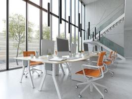 Interior modern open space office in 3D illustration photo