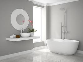 Interior of a modern bathroom in 3D rendering photo