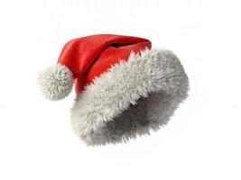 Red Santa Claus hat isolated on a white background in 3D rendering photo