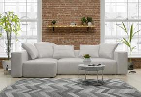 Interior de una habitación moderna con un sofá en 3D rendering foto