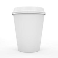 Taza de café aislada sobre un fondo blanco en 3D rendering