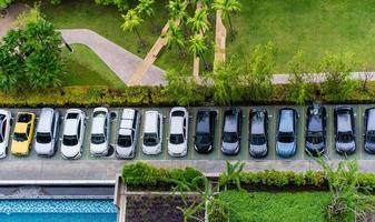 Aerial top view of the parking lot photo