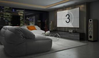 sala de diseño moderno interior en representación 3d