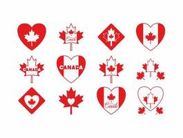 Canada day icon set vector