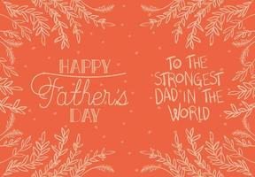 happy fathers day card with leaves decoration vector