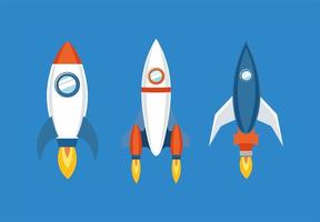 Rocket icon set over blue background design vector