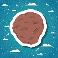 Asteroid sticker with clouds design vector illustration