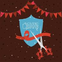 grand opening frame with scissorscuting ribbon and garlands vector