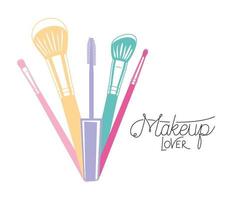 makeup brushes accessories colorful vector