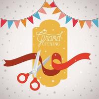 grand opening frame with scissorscuting ribbon and garlands vector