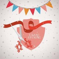 grand opening frame with scissorscuting ribbon and garlands vector