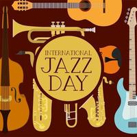 jazz day poster with set instruments vector