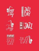 jazz day lettering set vector