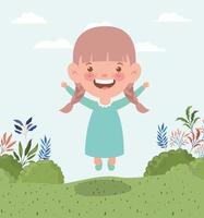 happy little girl in the field landscape vector