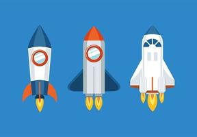 Rocket icon set over blue background design vector