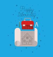 labour day celebration with tool box vector