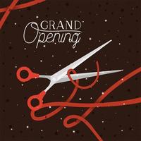 grand opening message with scissors cutting red tape vector