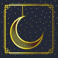 golden frame with moon crescent hanging vector