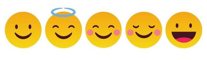 Emoticon Happy And Smile Reaction Set - Vector