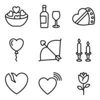 paquete de iconos de línea de celebración de San Valentín vector