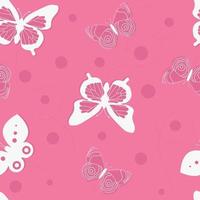 Paper-cut butterflies seamless pattern with polkadot. Butterflies print. vector