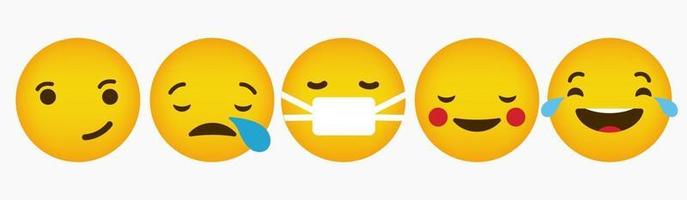 diseño de colección plana de emoticonos de reacción vector