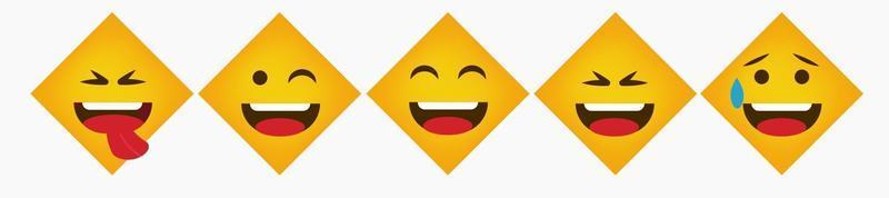 Design Reaction Square Flat Emoticon Collection vector