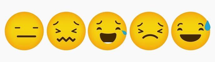 diseño de colección plana de reacción de emoticonos vector