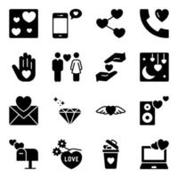 Pack of Valentine Day Solid Icons vector