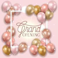 square frame with grand opening message and balloons vector