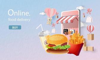 online fast food delivery with smartphone vector illustration