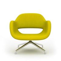 Yellow modern armchair isolated on a white background in 3D rendering photo