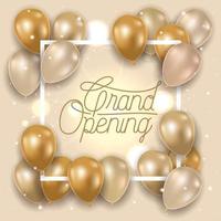 square frame with grand opening message and balloons vector