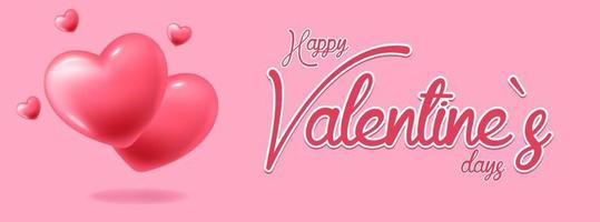 Happy Valentine's Day banner with hearts vector