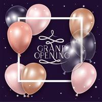 square frame with grand opening message and balloons vector