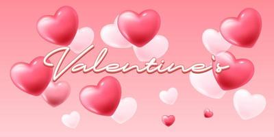 Happy Valentine's Day banner with hearts vector