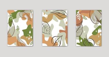 Set of autumn floral background design. Abstract organic shape graphic items. Trendy geometric forms, textures, strokes, abstract and floral decor elements for floral nature design. vector