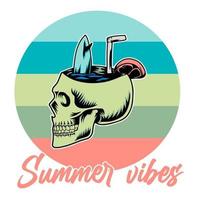 skull summer vibes, vector illustration