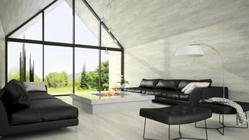 Interior de una sala de estar de diseño moderno en 3D. foto