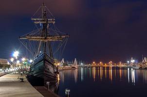 Galleon ship in the port photo