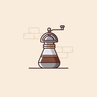 Ilustración de molinillo de café en estilo plano. diseño de icono. vector de cafeína.