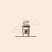 Illustration of a cup of coffee with logo. Flat style vector. vector