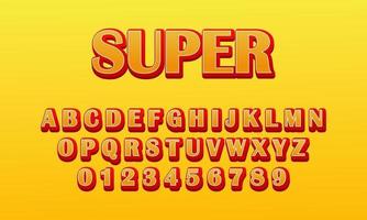 efecto de texto super fuente alfabeto vector