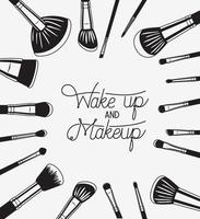 set of makeup brushes accessories vector