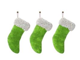 Three Christmas stockings isolated on a white background in 3D rendering